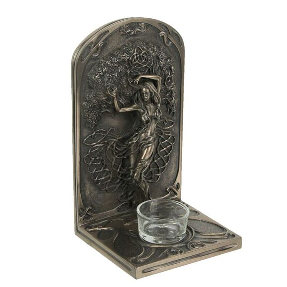 Earth Life Magic Bronze Resin Decorative Bookend Pagan Tealight Candle Holder - Picture 1 of 4